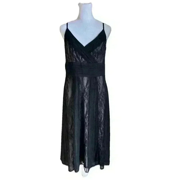 LOFT Illusion Lace Slip Dress Size 8 Black LOFT - Picture 1 of 10